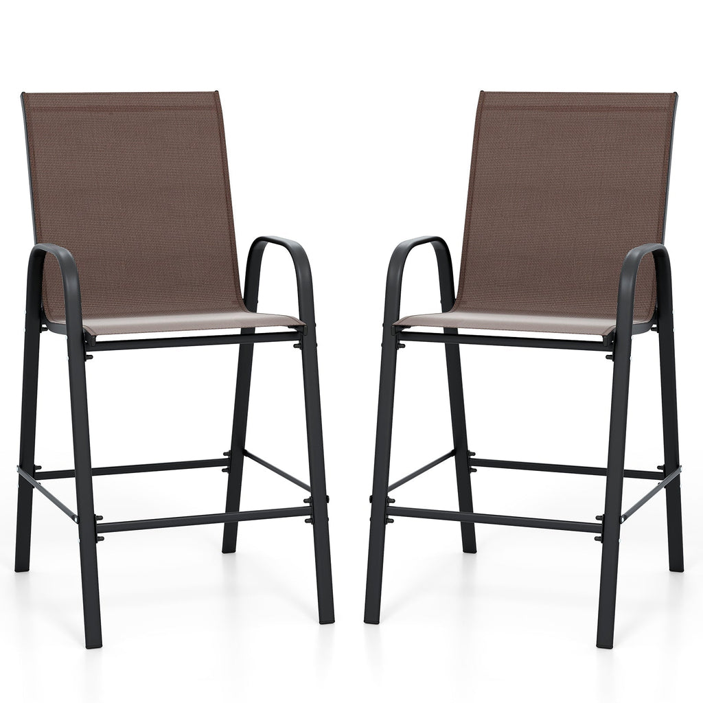 Outdoor Bar Stools Set of 2 29 Inch Fabric Bar Height Stools with Armrests