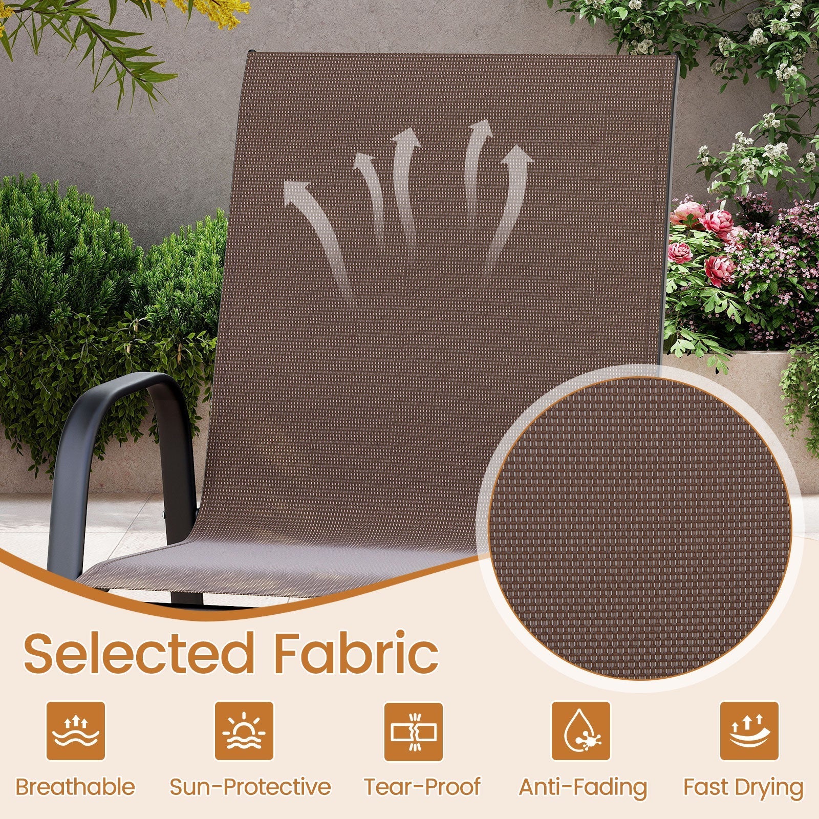 Outdoor Bar Stools Set of 2 29 Inch Fabric Bar Height Stools with Armrests