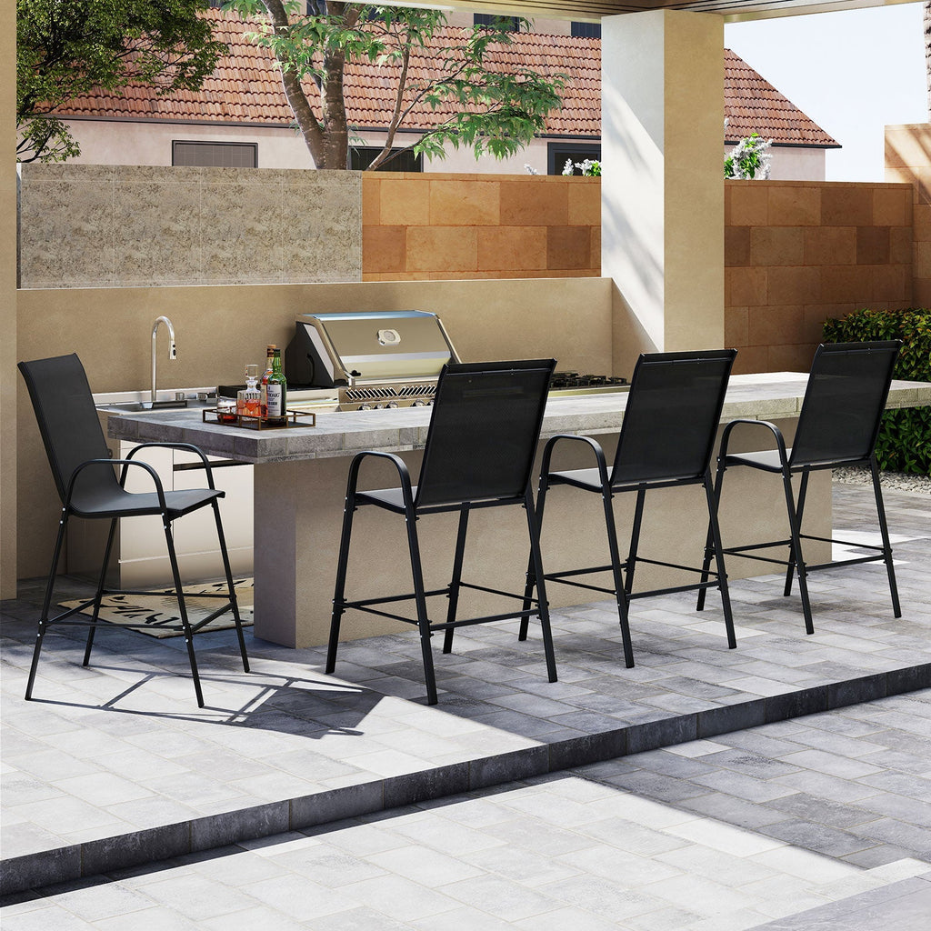 Outdoor Bar Stools Set of 2 29 Inch Fabric Bar Height Stools with Armrests
