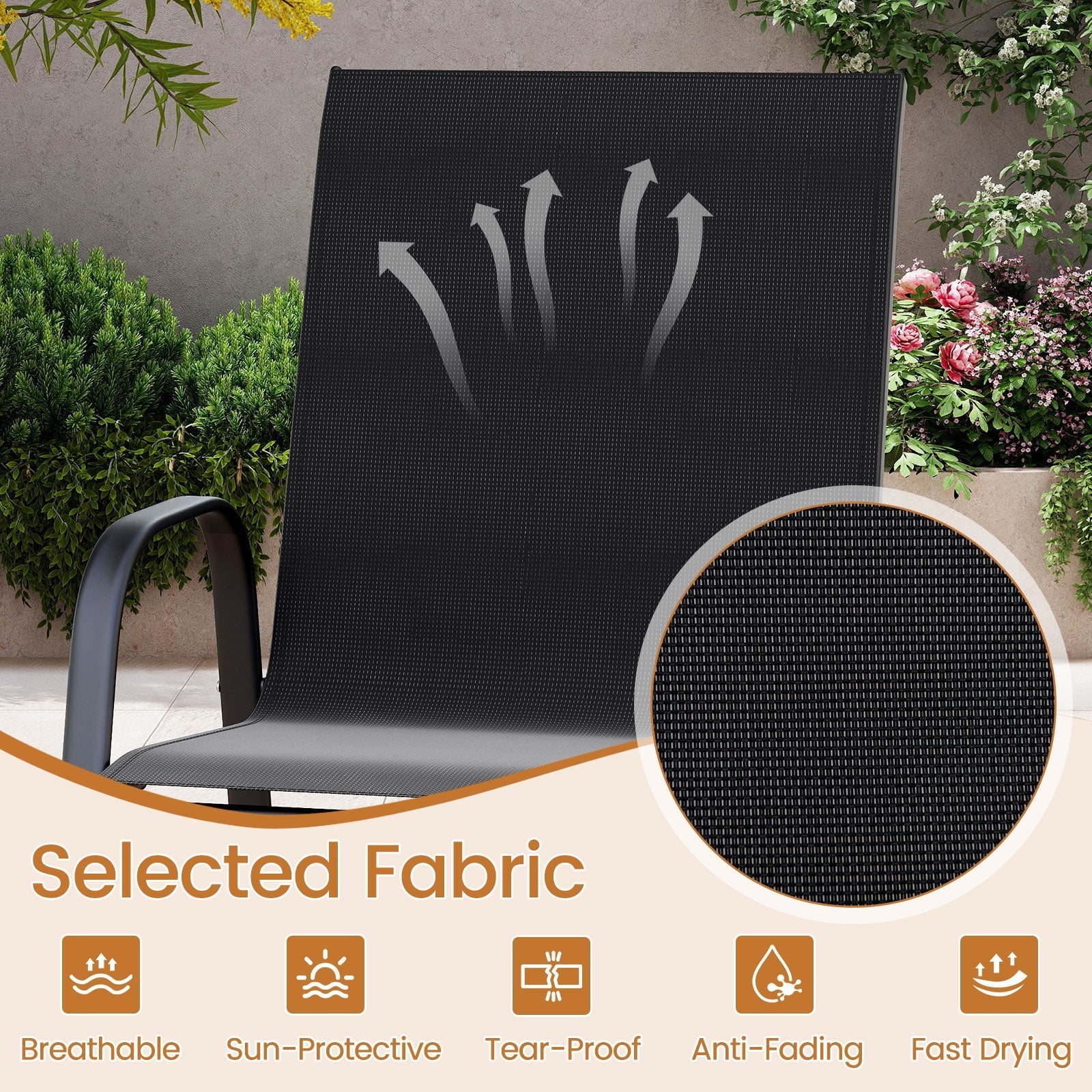 Outdoor Bar Stools Set of 2 29 Inch Fabric Bar Height Stools with Armrests