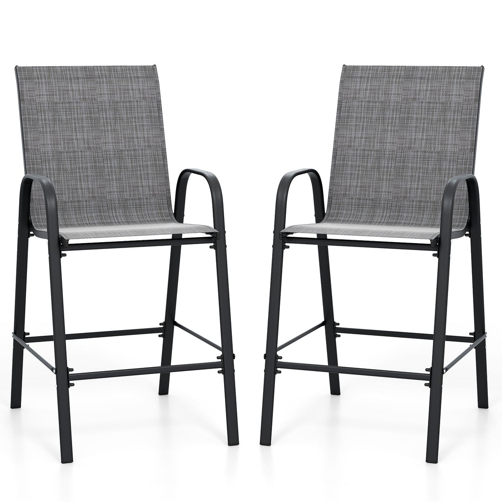 Outdoor Bar Stools Set of 2 29 Inch Fabric Bar Height Stools with Armrests