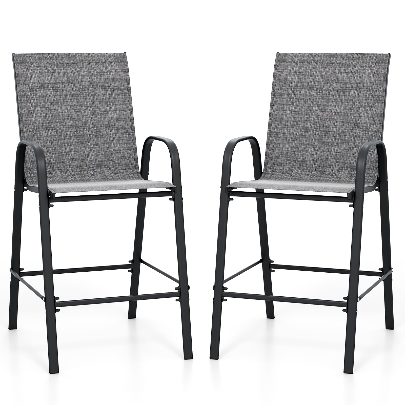 Outdoor Bar Stools Set of 2 29 Inch Fabric Bar Height Stools with Armrests