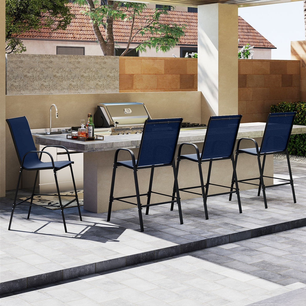 Outdoor Bar Stools Set of 2 29 Inch Fabric Bar Height Stools with Armrests