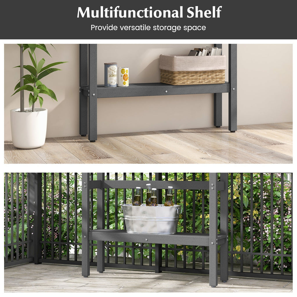 48 Inch Patio Pub Height Table with Storage Shelf and Adjustable Foot Pads