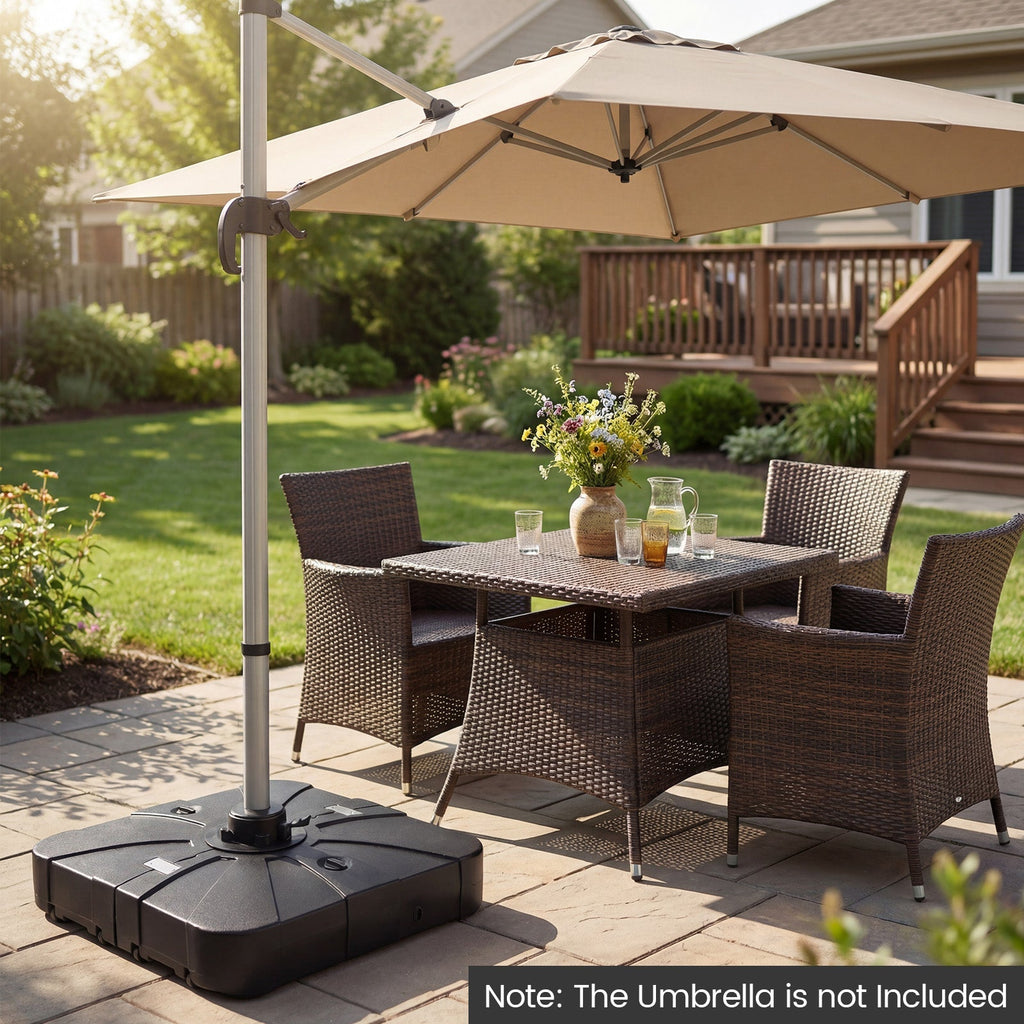 Outdoor Cantilever Umbrella Base Square Water and Sand Fillable Base