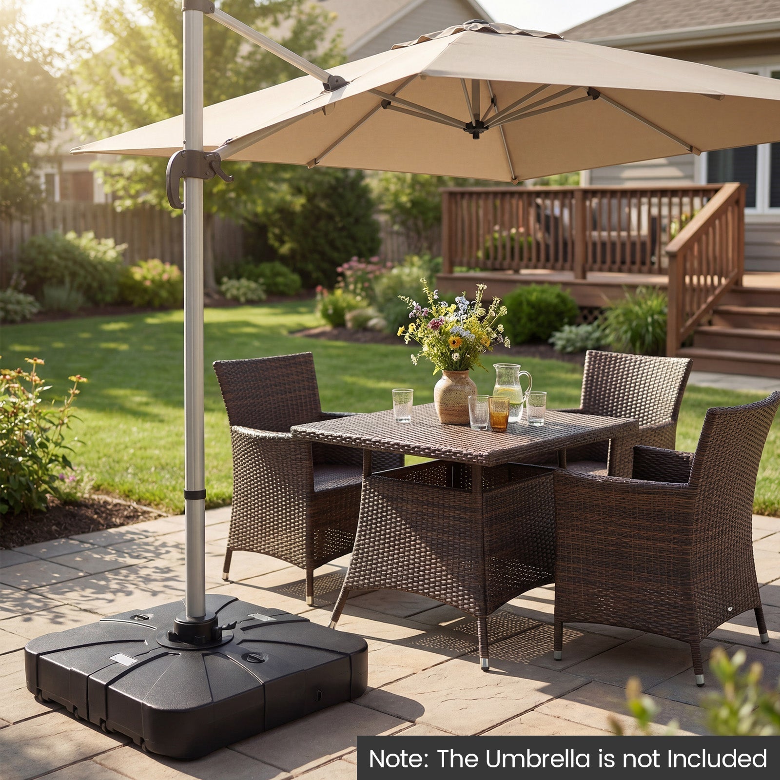 Outdoor Cantilever Umbrella Base Square Water and Sand Fillable Base