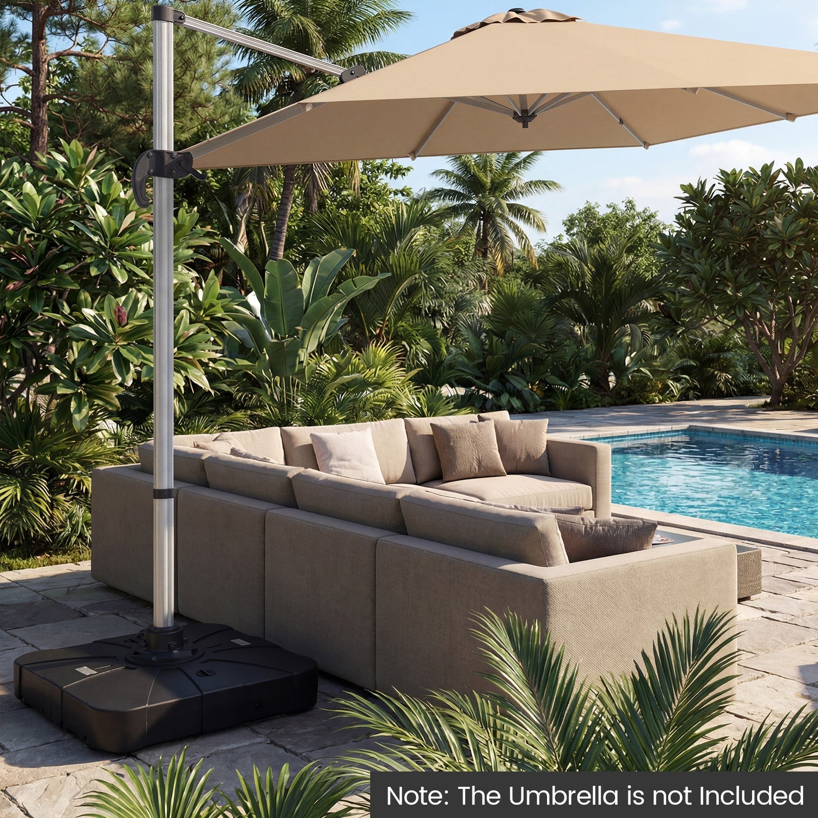 Outdoor Cantilever Umbrella Base Square Water and Sand Fillable Base