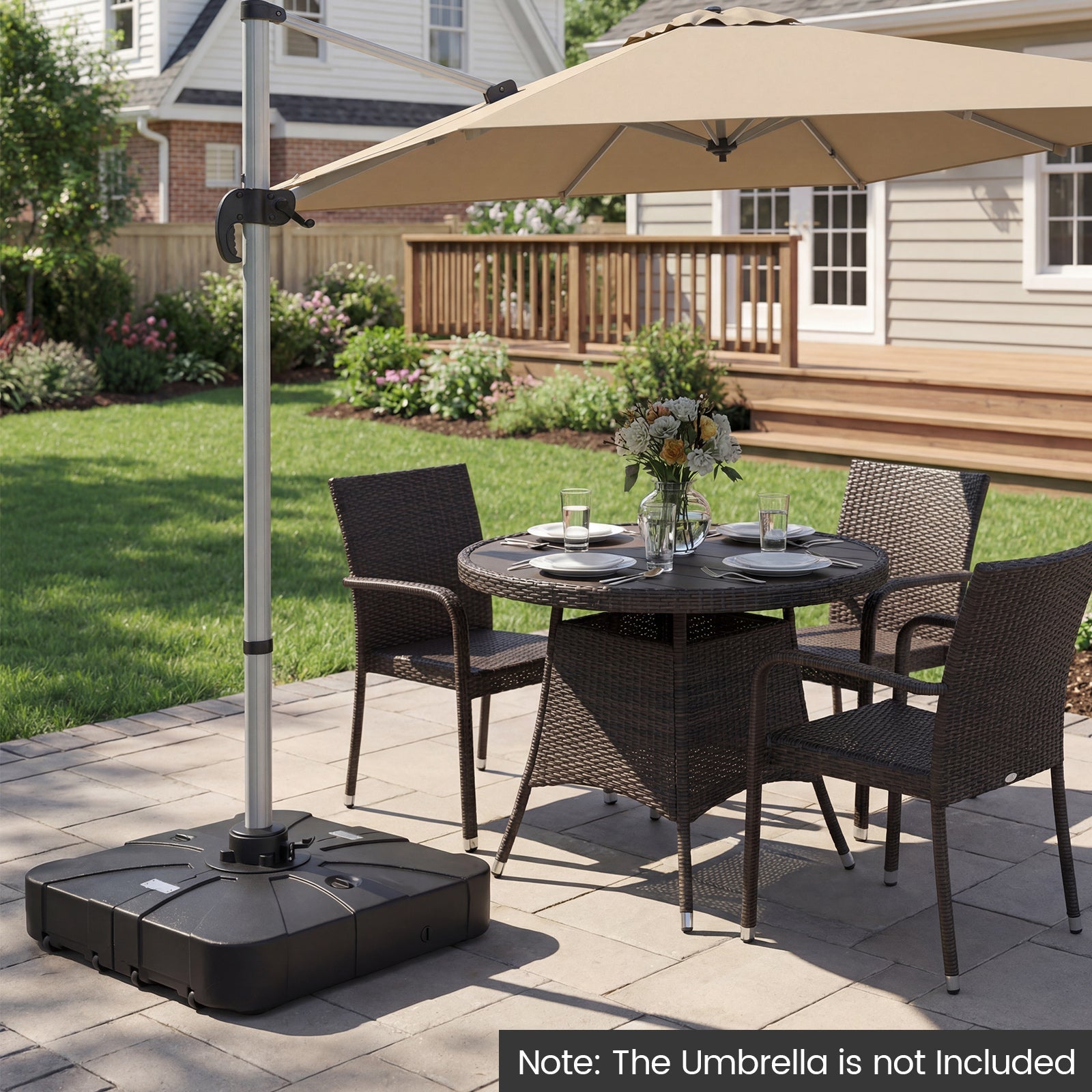 Outdoor Cantilever Umbrella Base Square Water and Sand Fillable Base