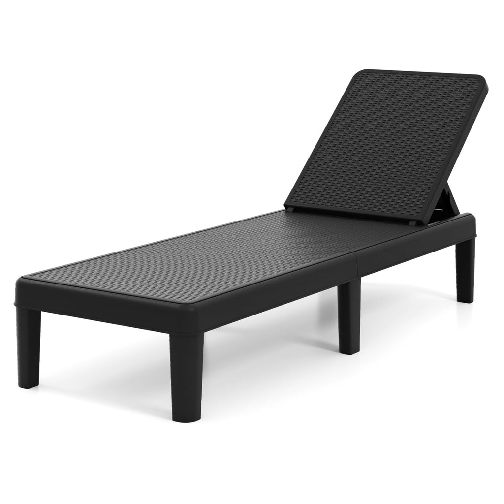 Outdoor Chaise Lounger Chair with Waterproof Rattan Textured PP Surface and 330 lbs Capacity