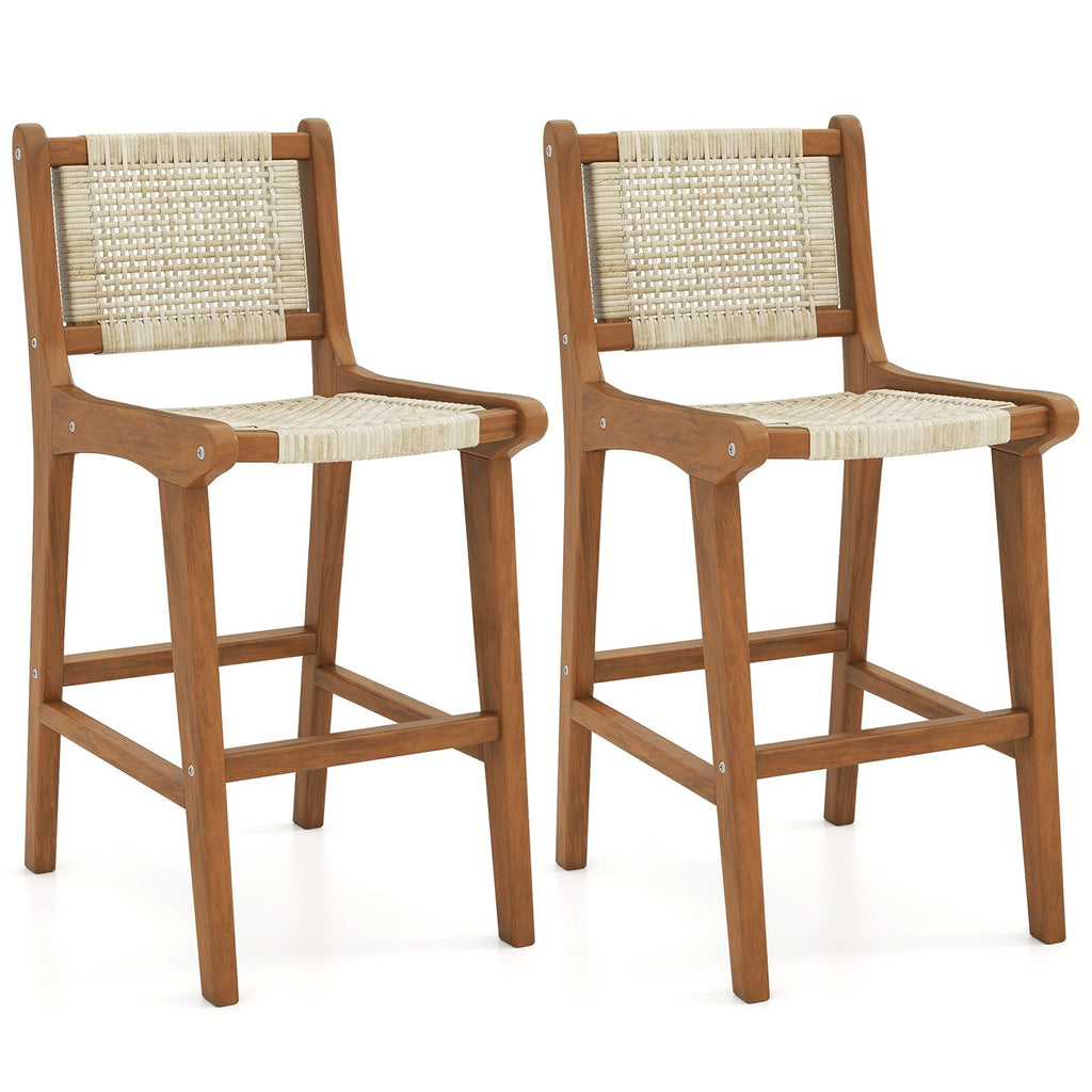 Outdoor Counter Height Bar Stool with Teak Wood Frame