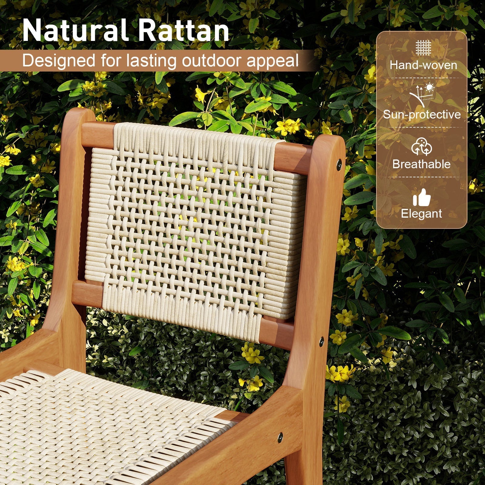 Outdoor Counter Height Bar Stool with Teak Wood Frame