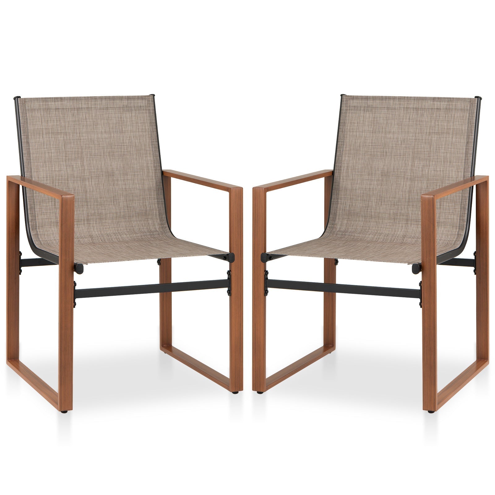 Outdoor Dining Chairs with Breathable Seat and Backrest Set of 2