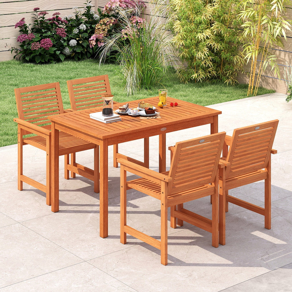 Outdoor Dining Table for 4-6 People 48 Inches Wood Rectangular Patio Table