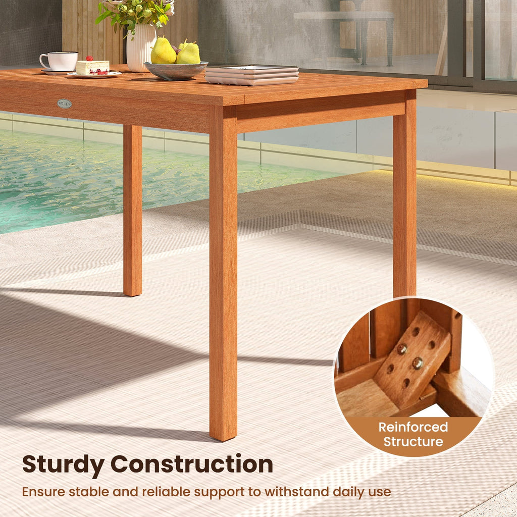 Outdoor Dining Table for 4-6 People 48 Inches Wood Rectangular Patio Table
