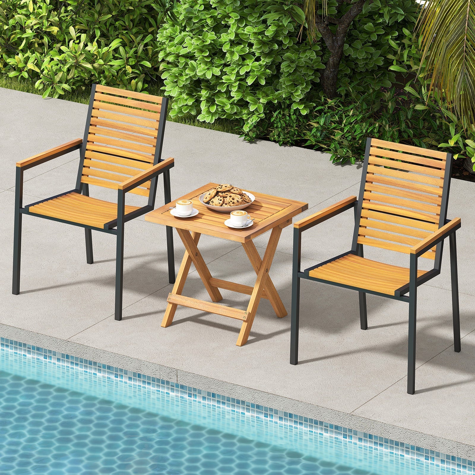 Outdoor Folding Side Table for Small Space and Garden