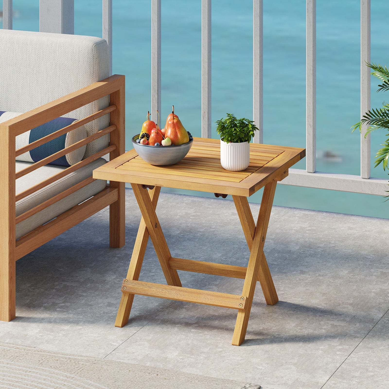 Outdoor Folding Side Table for Small Space and Garden