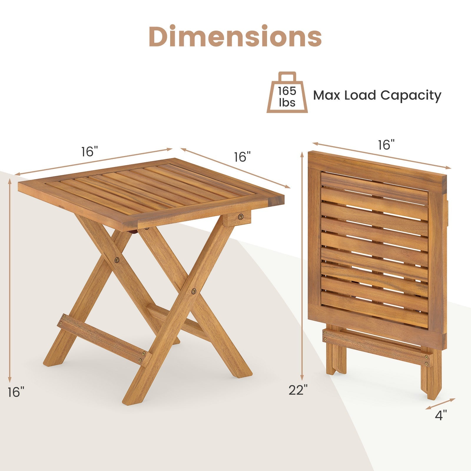 Outdoor Folding Side Table for Small Space and Garden