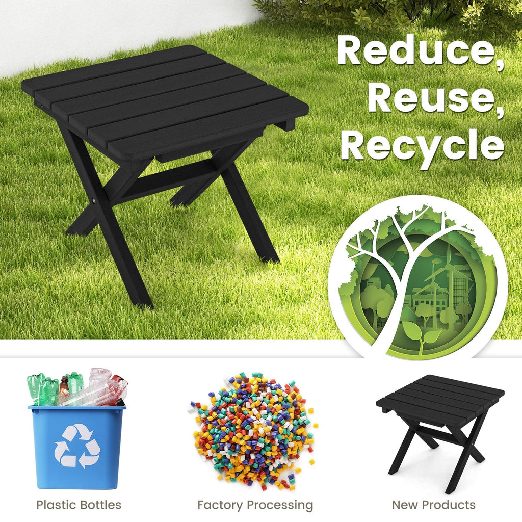 Outdoor Folding Side Table Foldable Weather-Resistant HDPE Adirondack Table