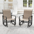 Outdoor Glider Chairs Set of 2 with High Backrest Breathable Mesh Fabric and Metal Frame-Black and Brown