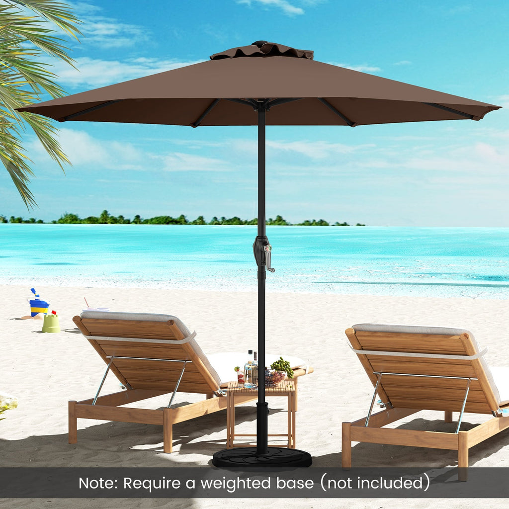 Outdoor Heavy Duty Market Umbrella with Crank Handle and 8 Sturdy Ribs