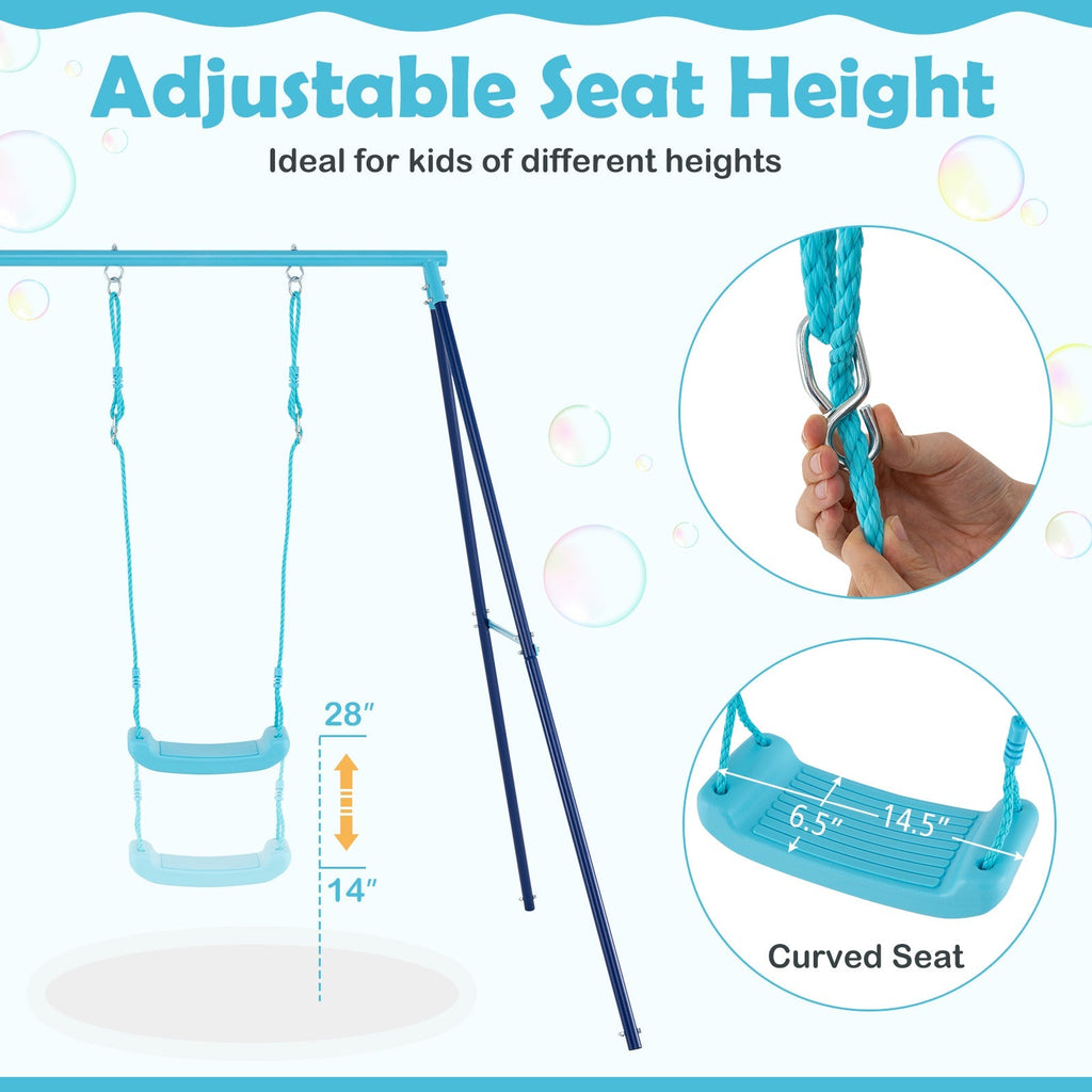 Outdoor Heavy Duty Metal Toddler Swing Set with Stand