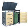 Outdoor Metal Garbage Bin Storage Shed for 2 Trash Cans