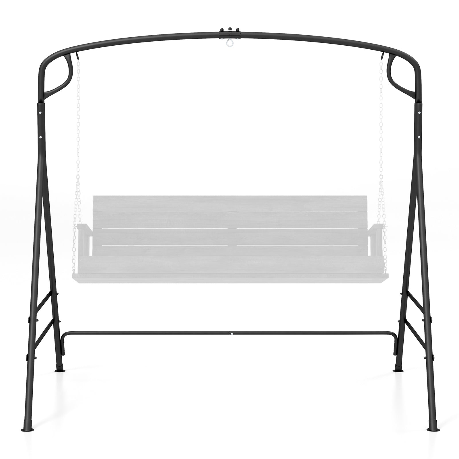 Outdoor Metal Swing Frame with Extra Side Bars-Black