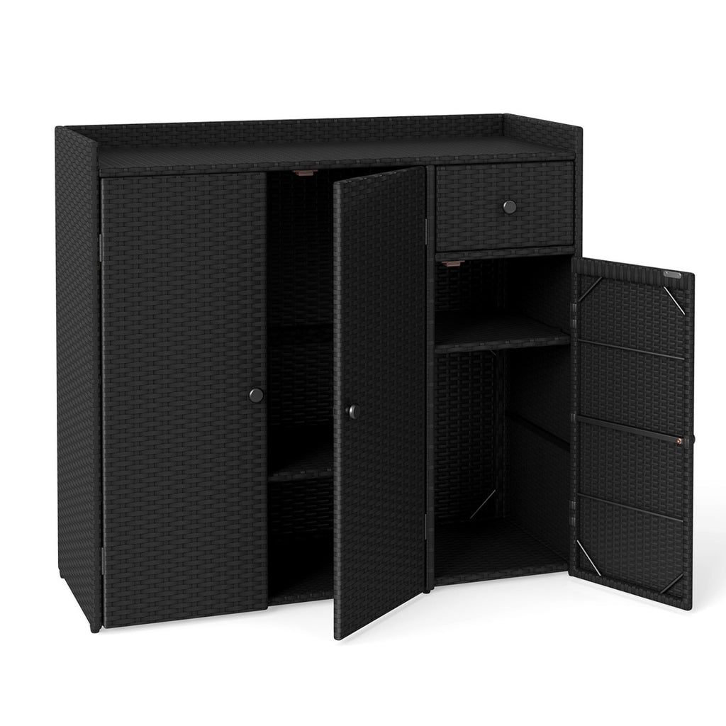 Outdoor Storage Cabinet with 3 Doors and Adjustable Shelves