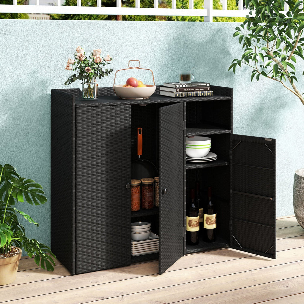 Outdoor Storage Cabinet with 3 Doors and Adjustable Shelves