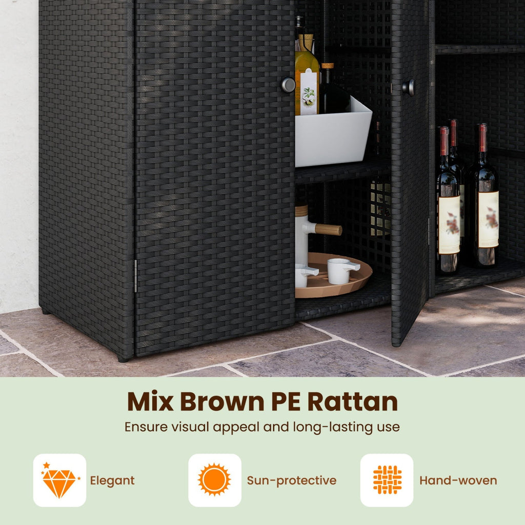 Outdoor Storage Cabinet with 3 Doors and Adjustable Shelves