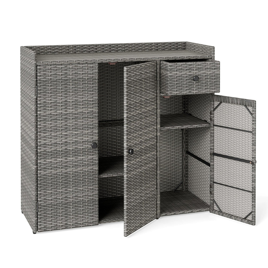 Outdoor Storage Cabinet with 3 Doors and Adjustable Shelves