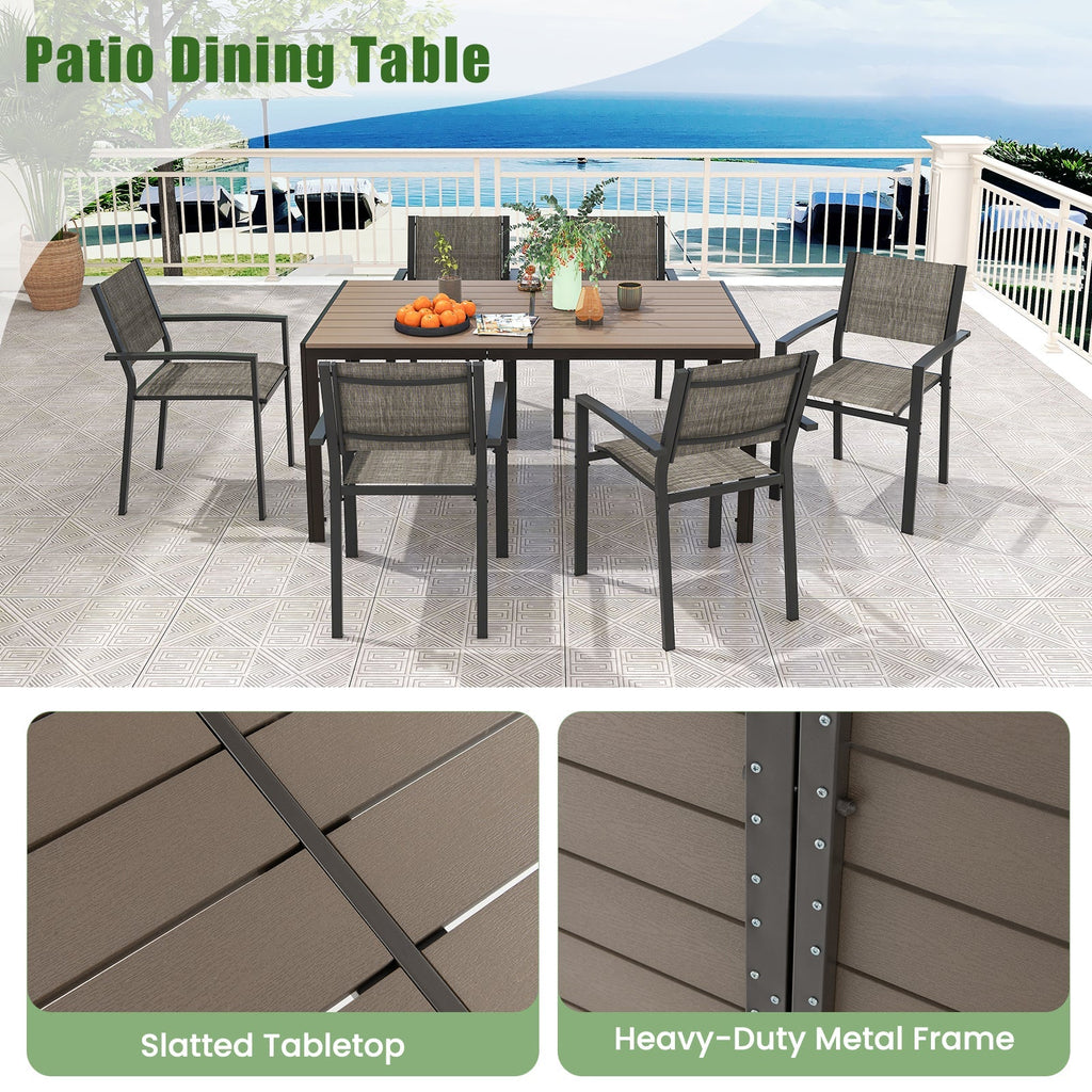 59 x 35 Inch Large Outdoor Rectangle Dining Table with Metal Legs
