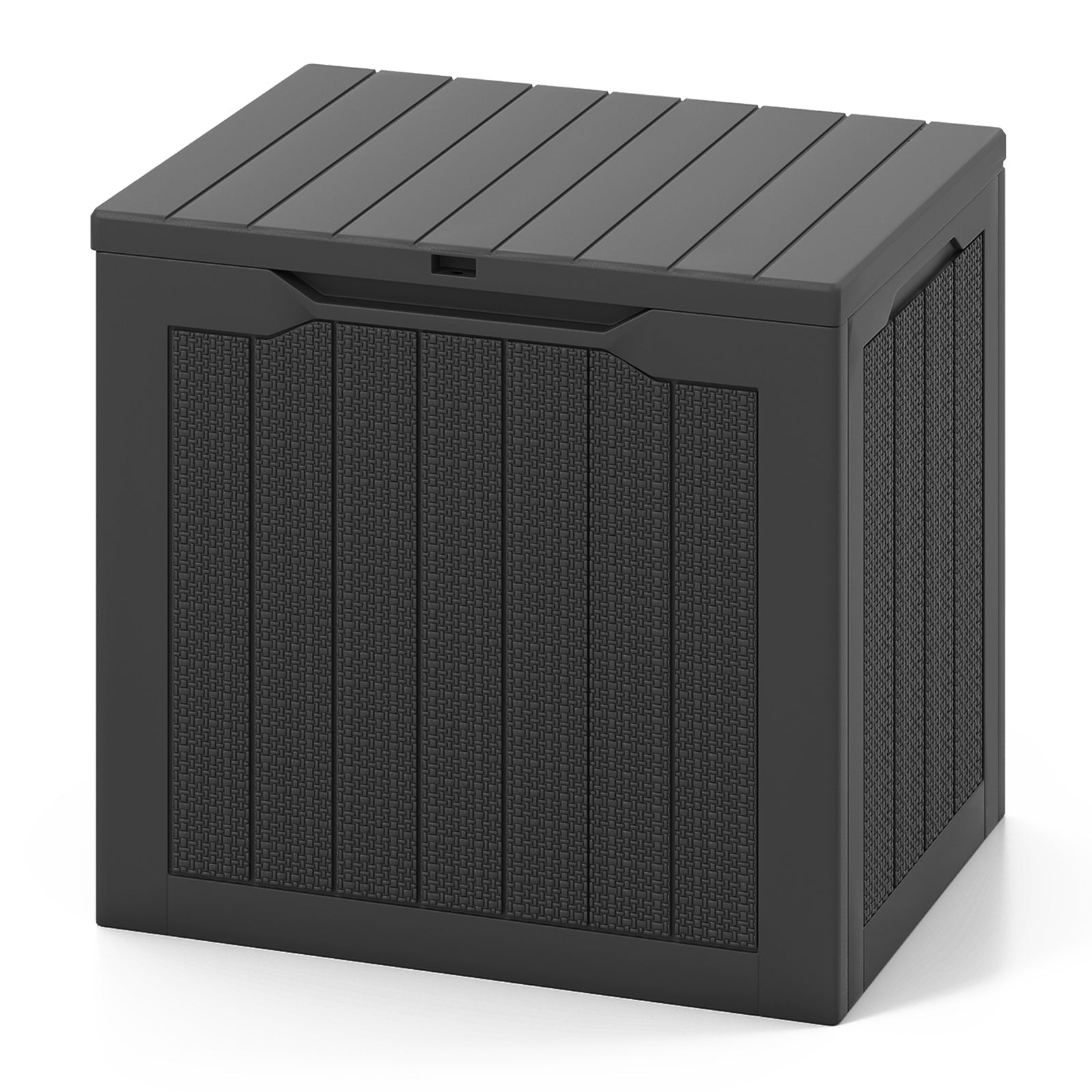 Outdoor Storage Box 25 Gallon Deck Box with Lockable Lid and Wicker-woven Texture