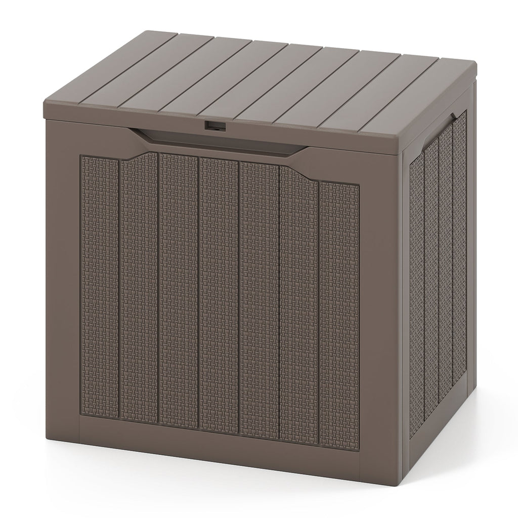 Outdoor Storage Box 25 Gallon Deck Box with Lockable Lid and Wicker-woven Texture