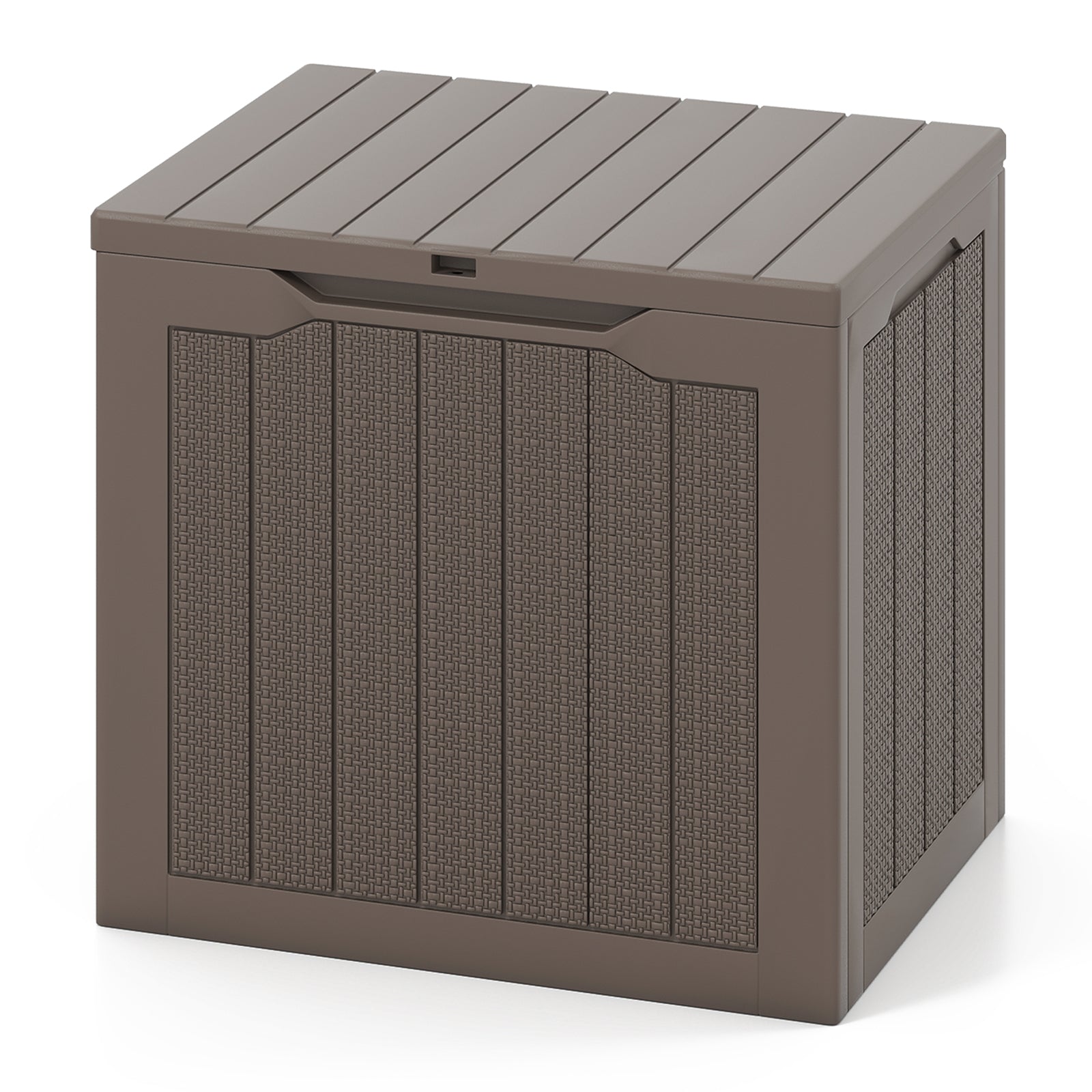 Outdoor Storage Box 25 Gallon Deck Box with Lockable Lid and Wicker-woven Texture