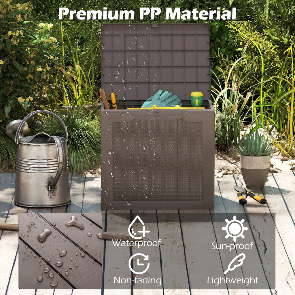 Outdoor Storage Box 25 Gallon Deck Box with Lockable Lid and Wicker-woven Texture
