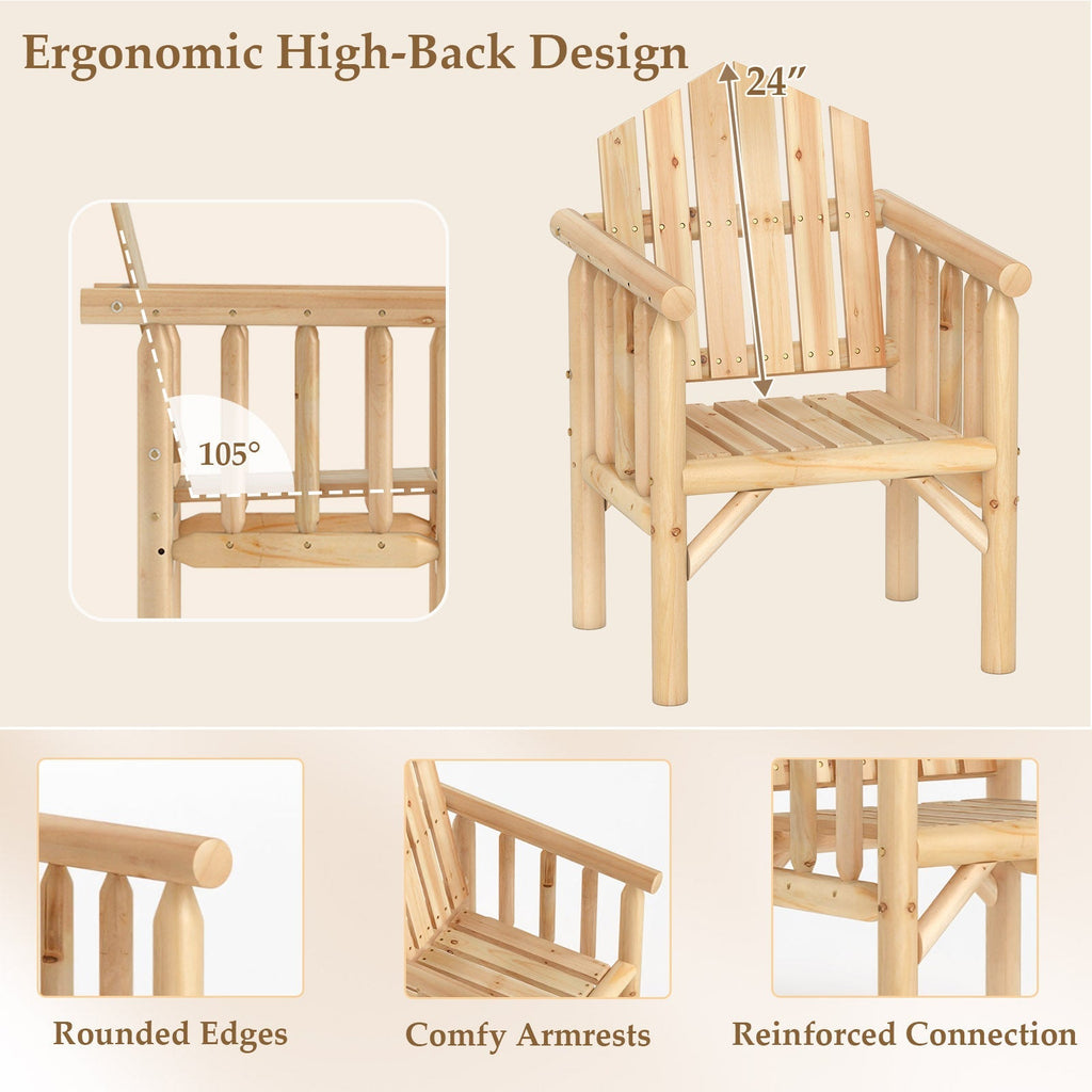 Outdoor Wood Armchair Wooden Patio Dining Chair with Armrests