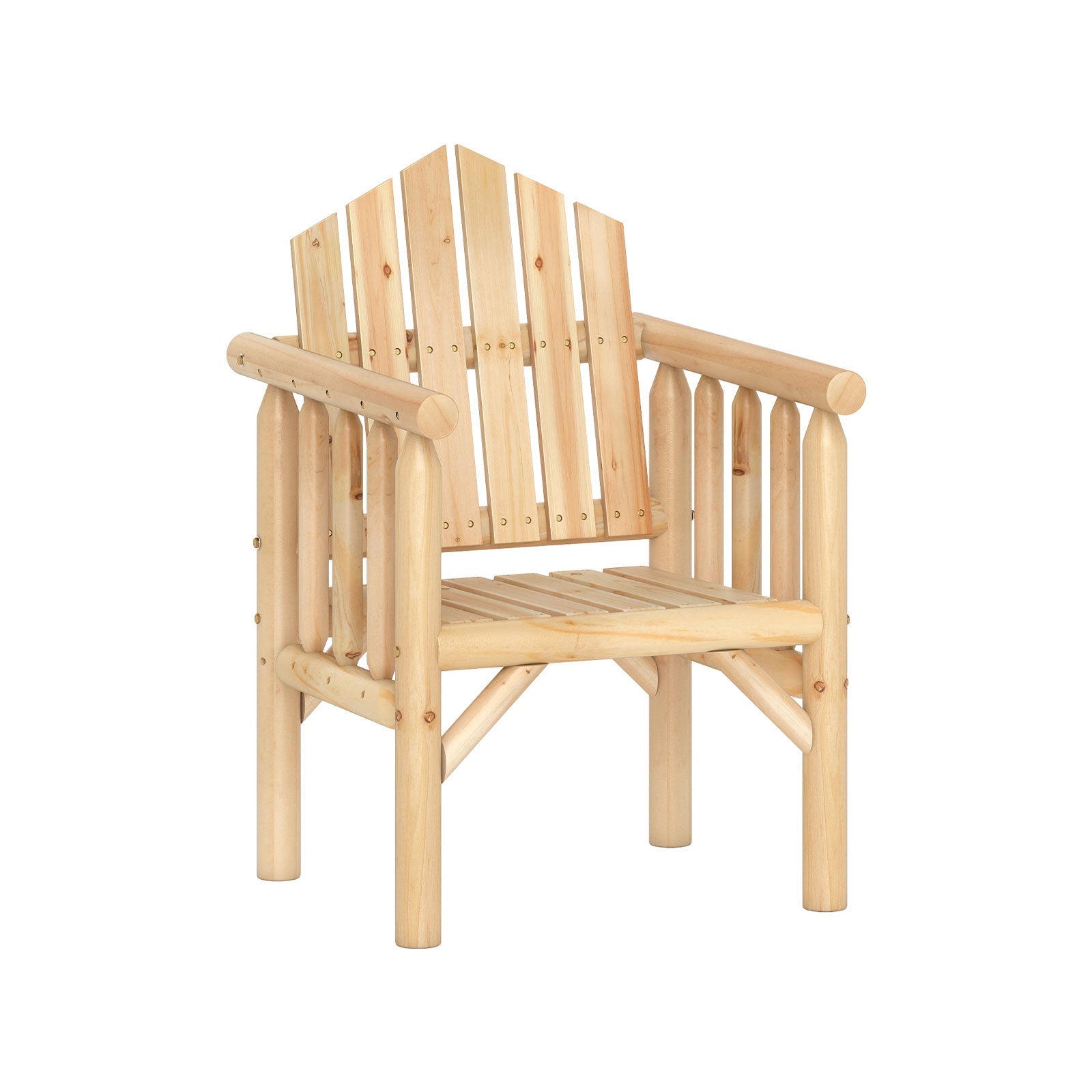 Outdoor Wood Armchair Wooden Patio Dining Chair with Armrests