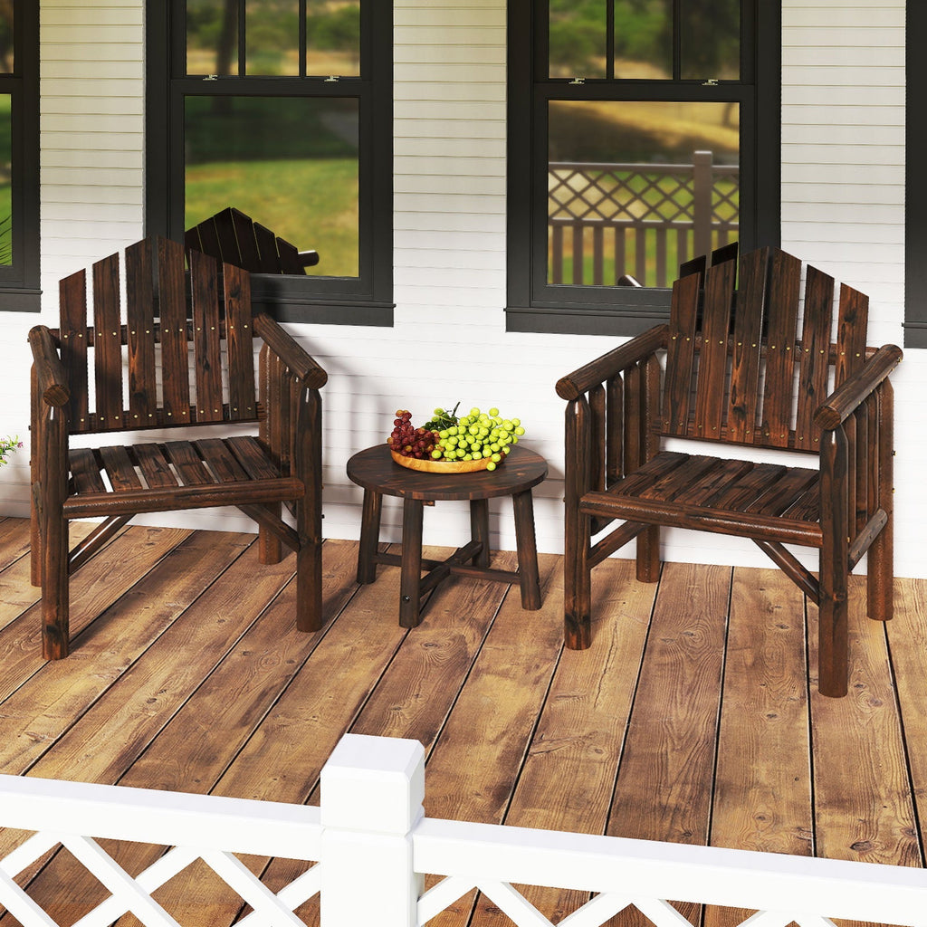 Outdoor Wood Armchair Wooden Patio Dining Chair with Armrests