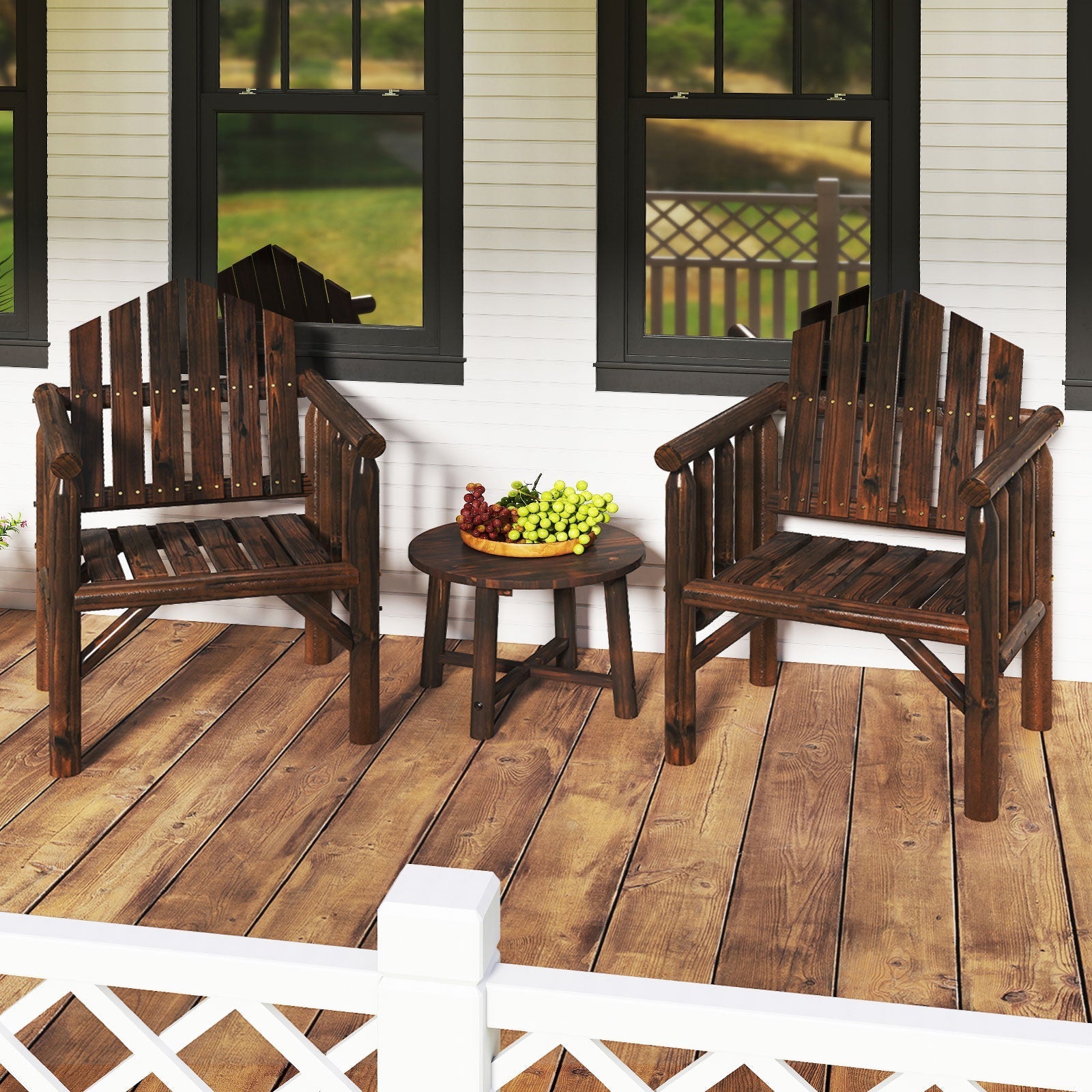 Outdoor Wood Armchair Wooden Patio Dining Chair with Armrests