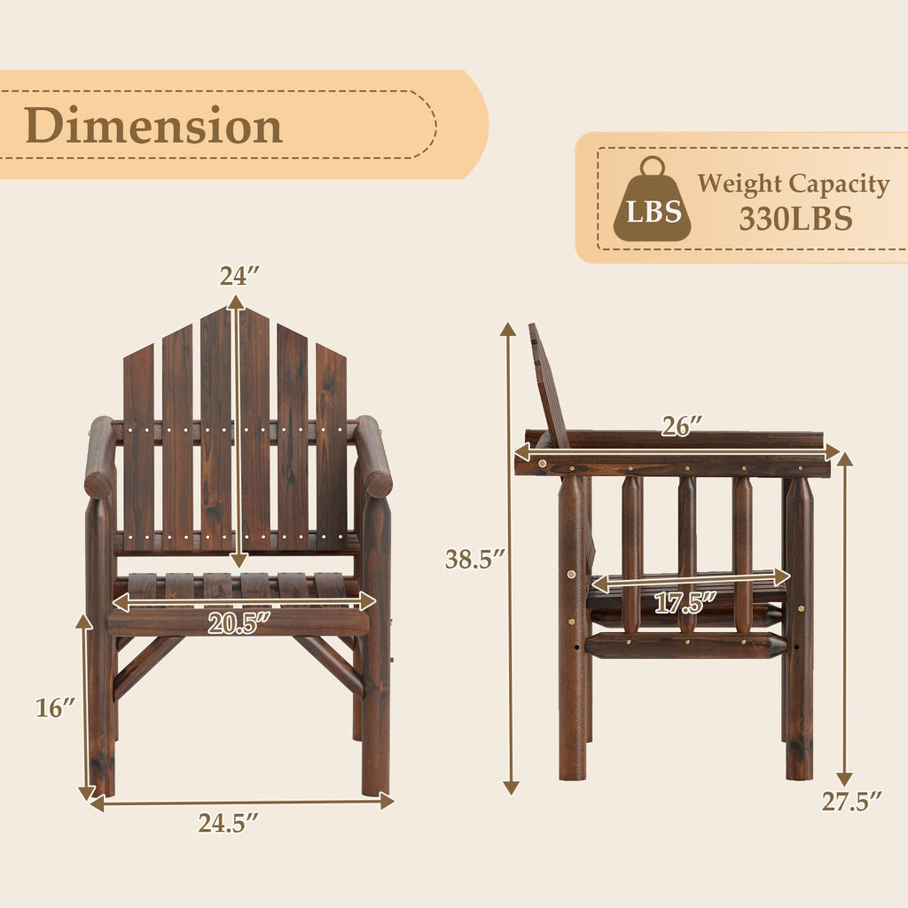 Outdoor Wood Armchair Wooden Patio Dining Chair with Armrests