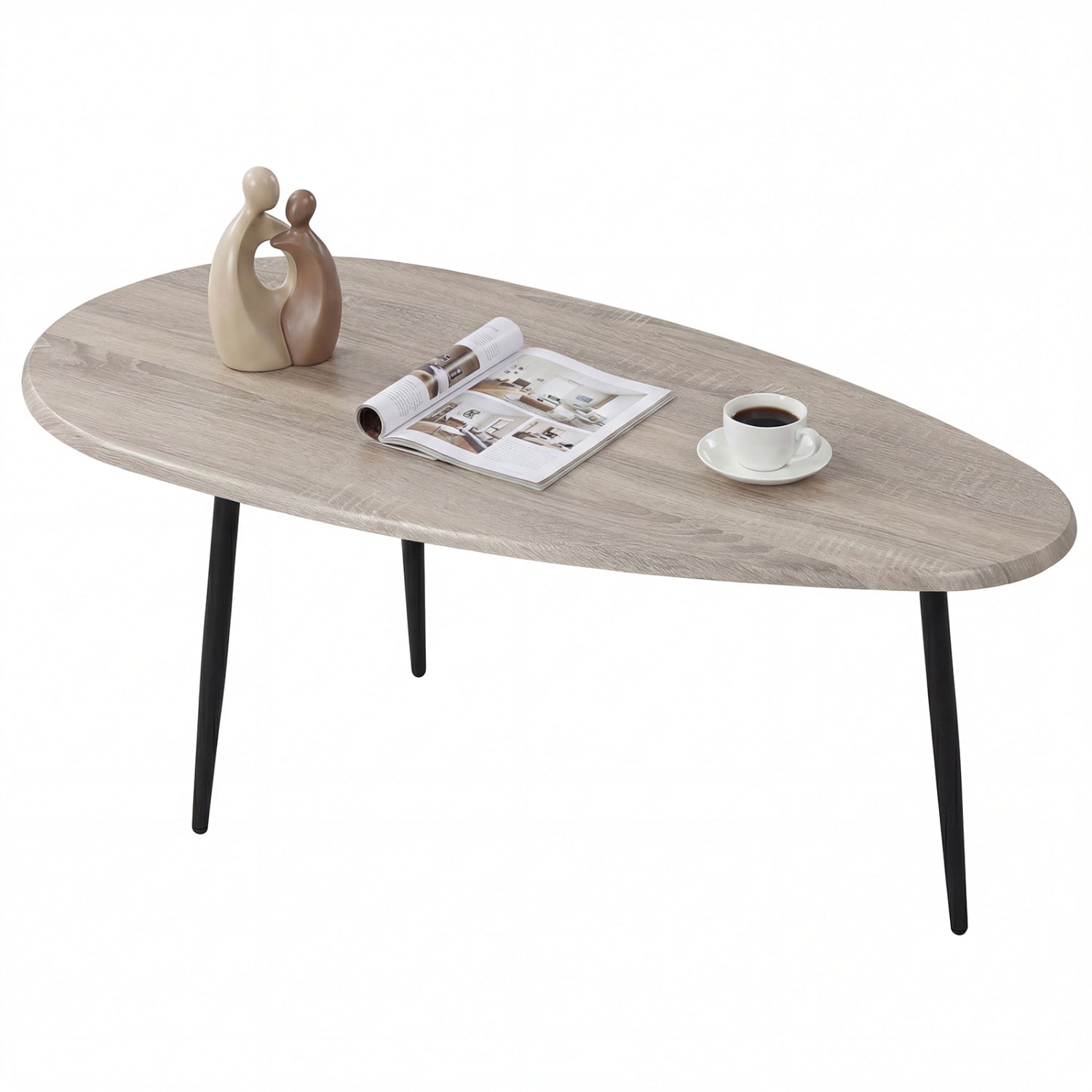 Oval Coffee Table Mid Century Center Table with Sturdy Metal Construction