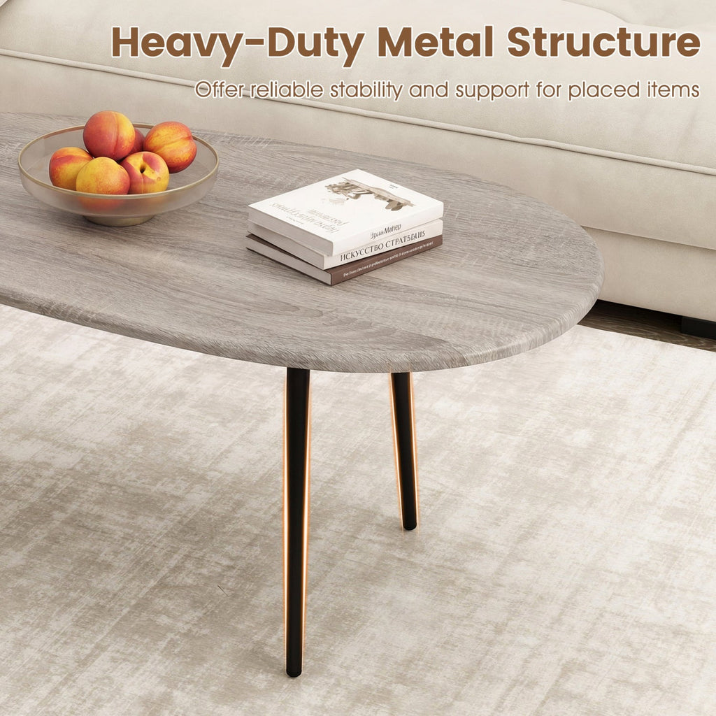 Oval Coffee Table Mid Century Center Table with Sturdy Metal Construction