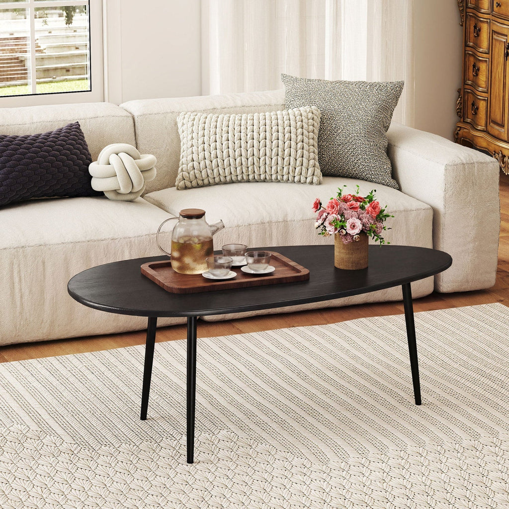Oval Coffee Table Mid Century Center Table with Sturdy Metal Construction