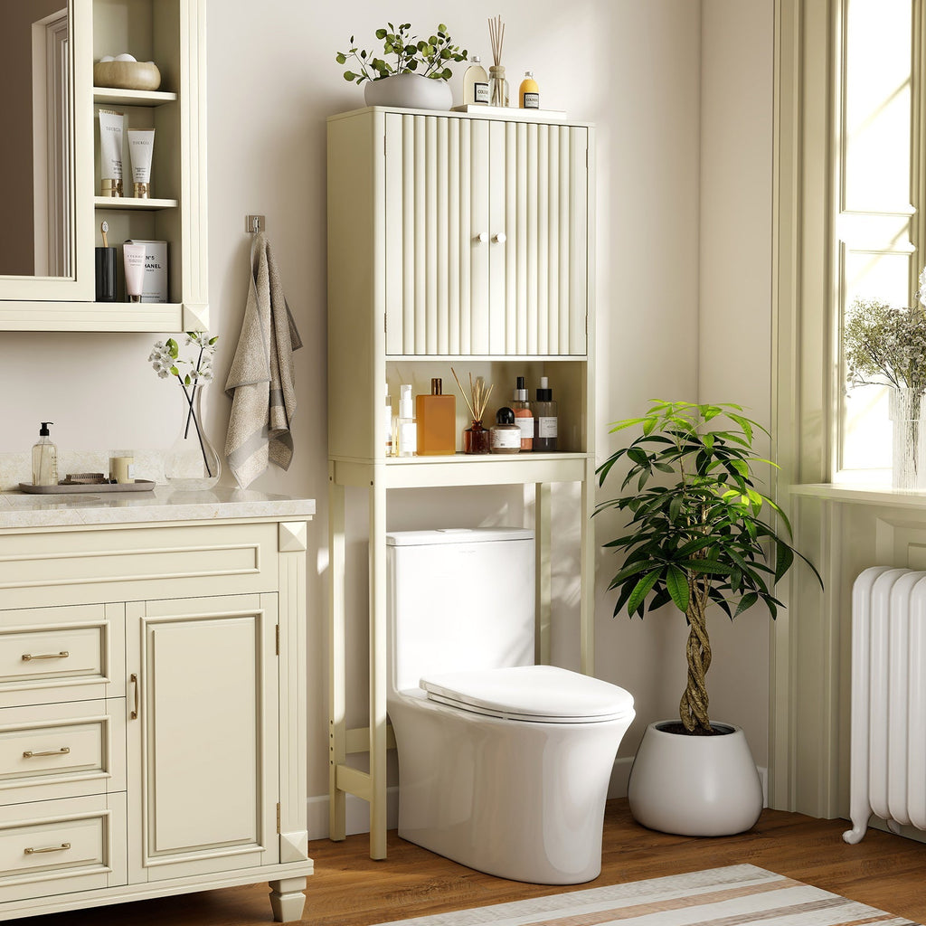 Over The Toilet Storage Cabinet with Fluted Doors
