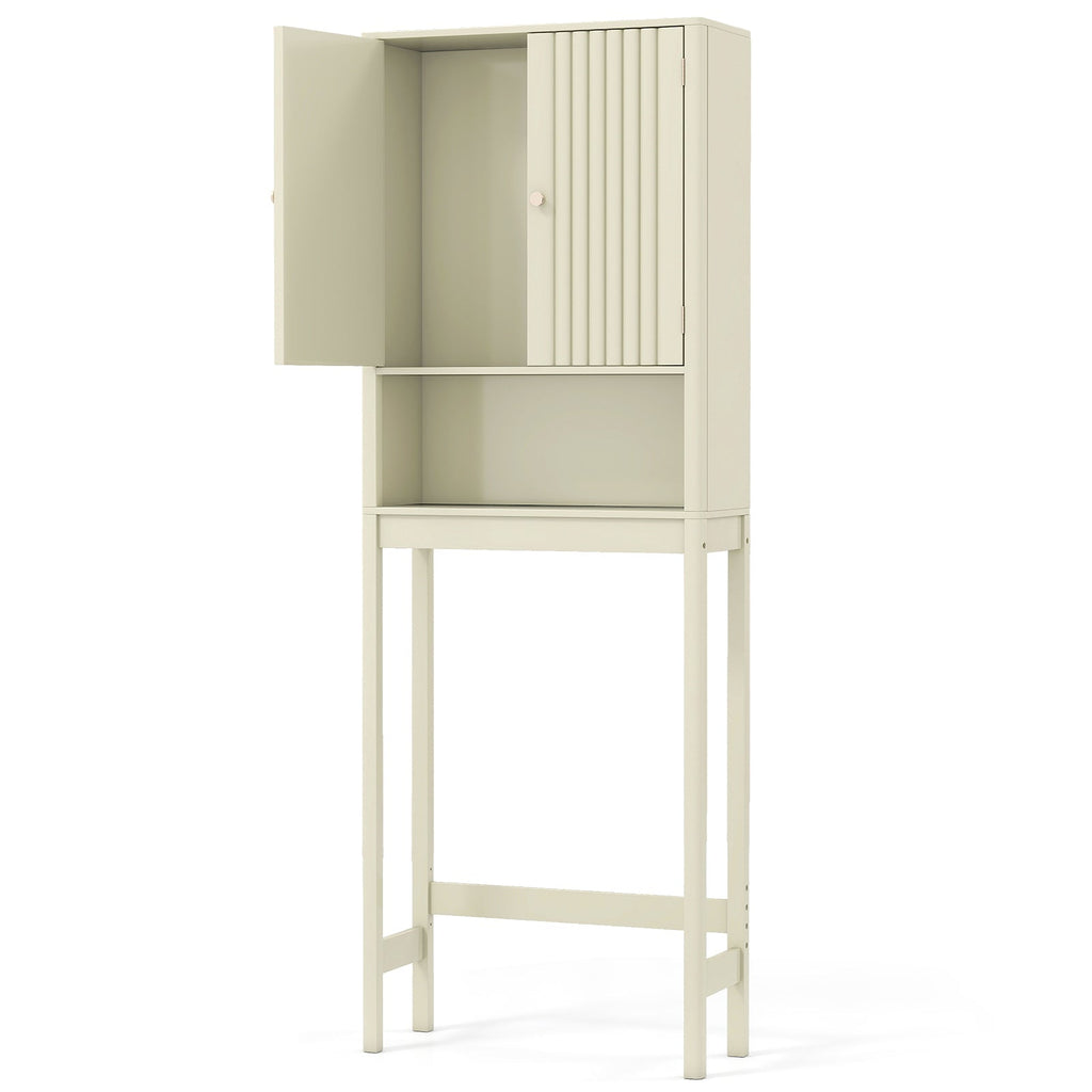 Over The Toilet Storage Cabinet with Fluted Doors