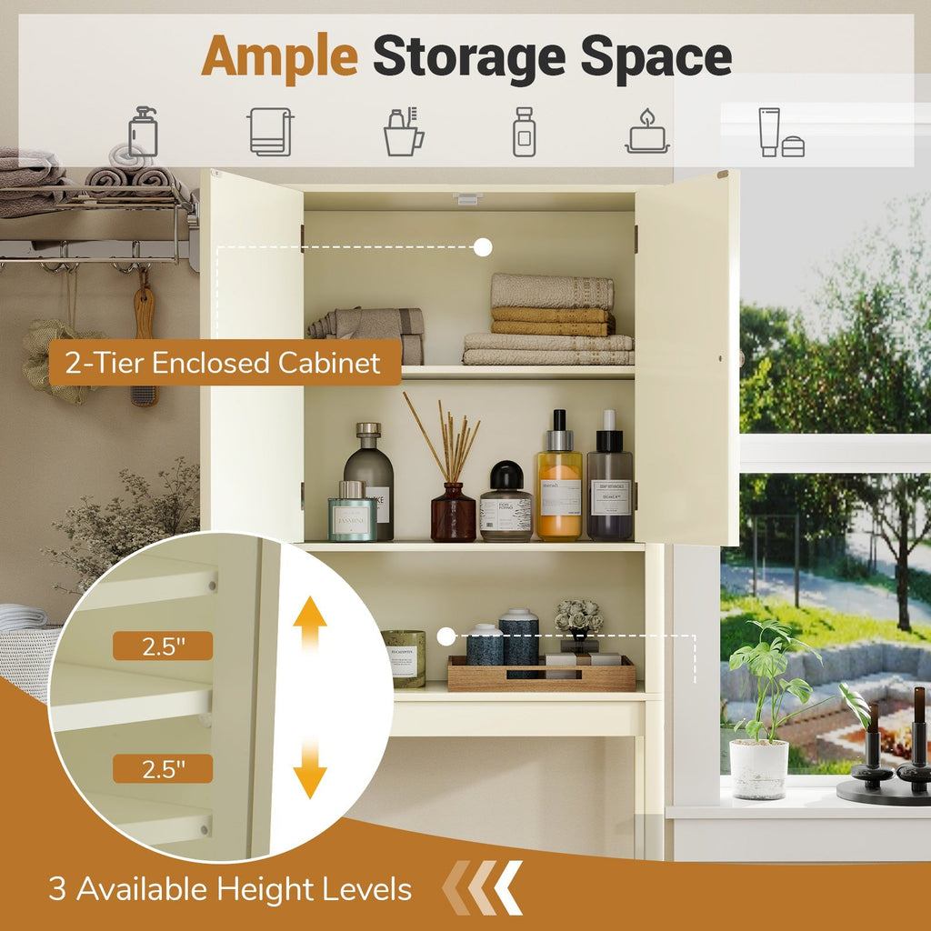 Over The Toilet Storage Cabinet with Fluted Doors