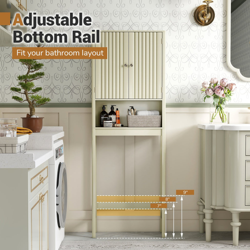 Over The Toilet Storage Cabinet with Fluted Doors