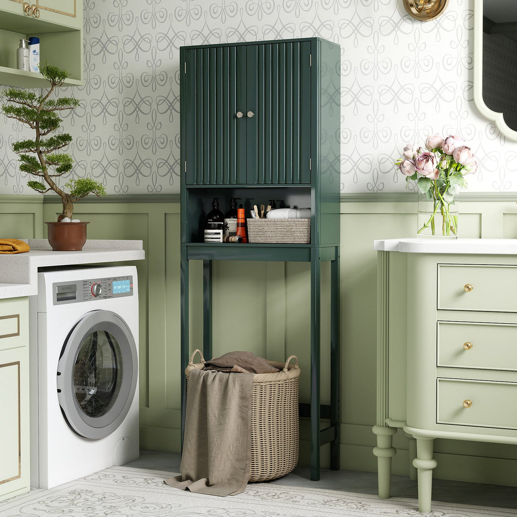 Over The Toilet Storage Cabinet with Fluted Doors