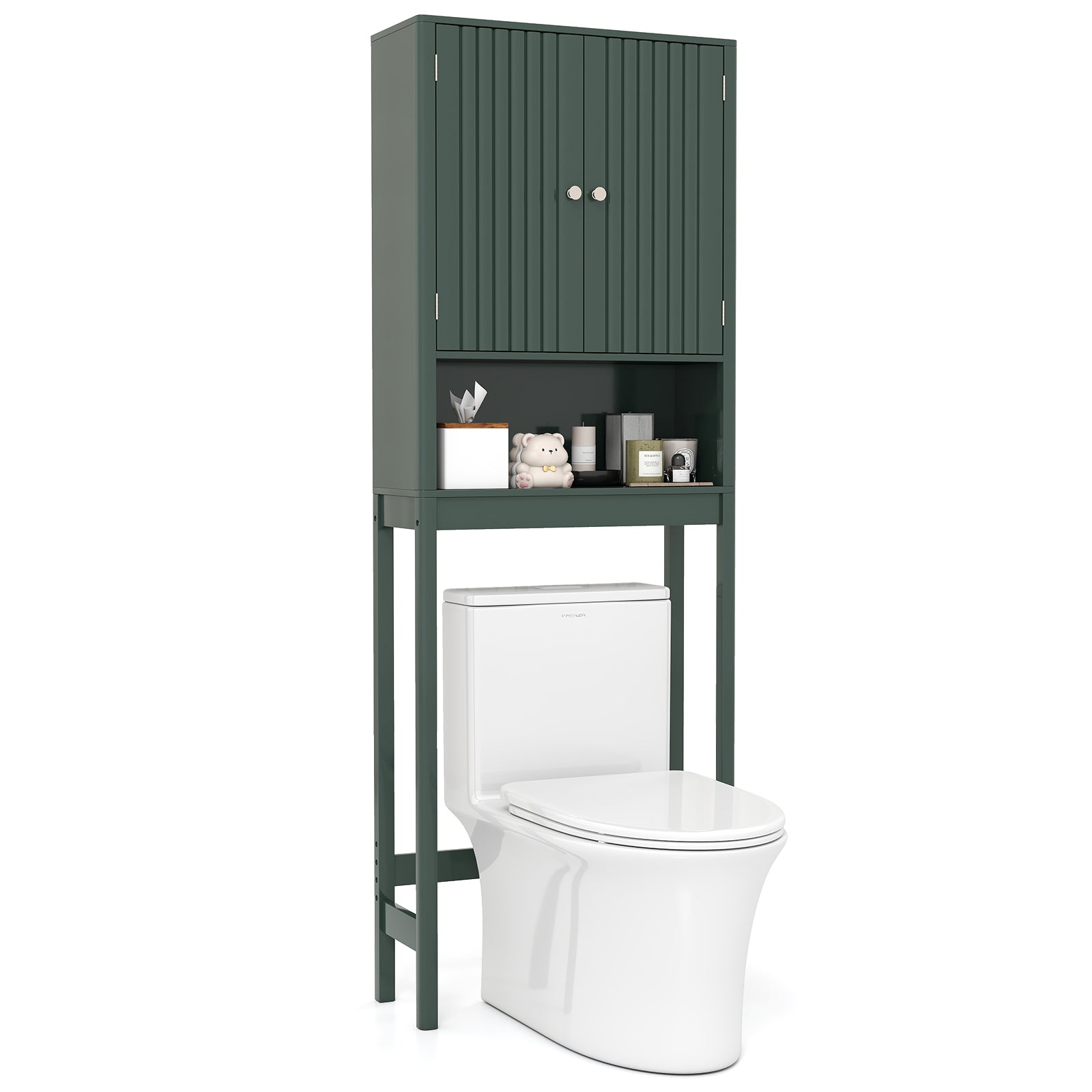 Over The Toilet Storage Cabinet with Fluted Doors